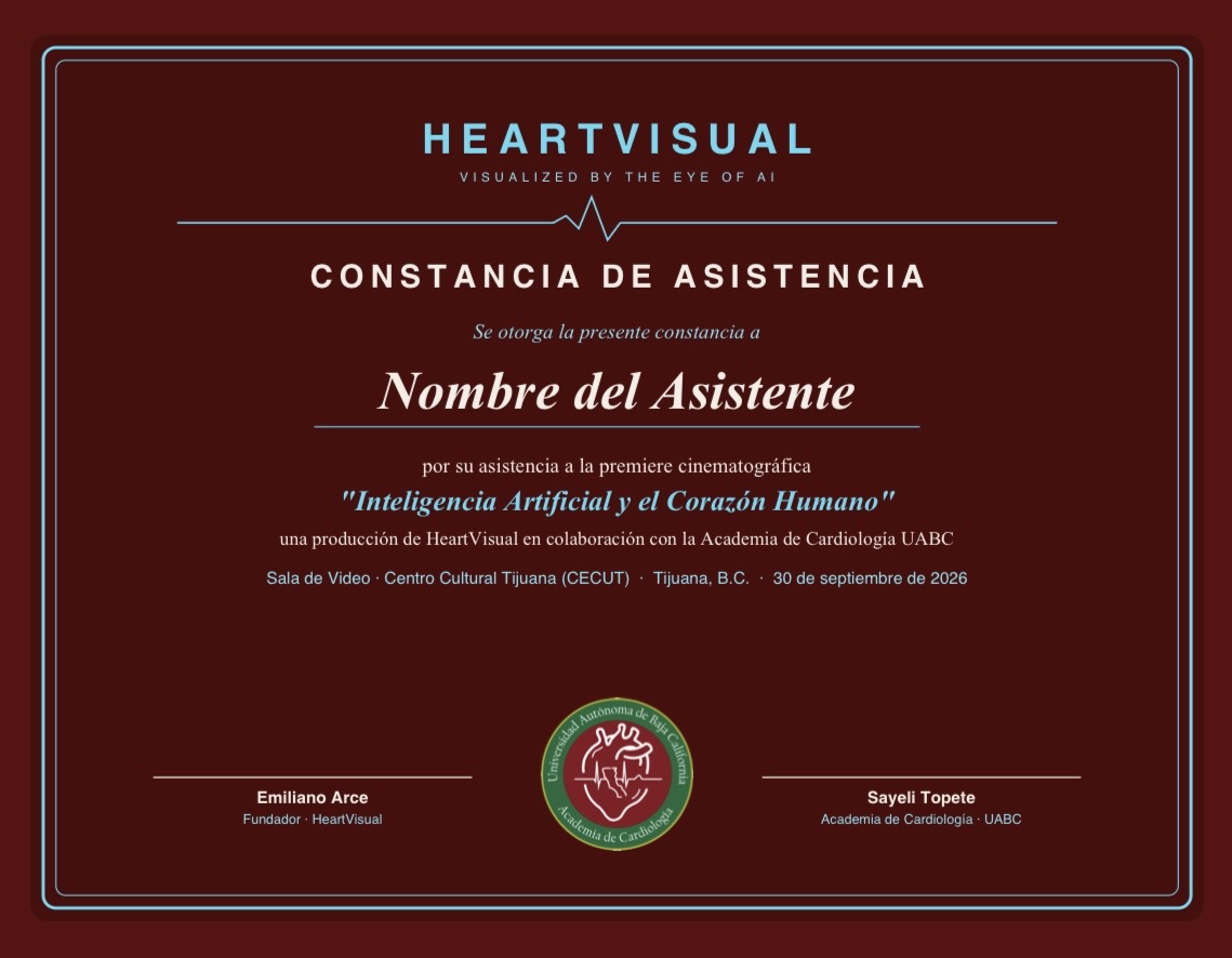 Constancia de asistencia HeartVisual con la Academia de Cardiología UABC